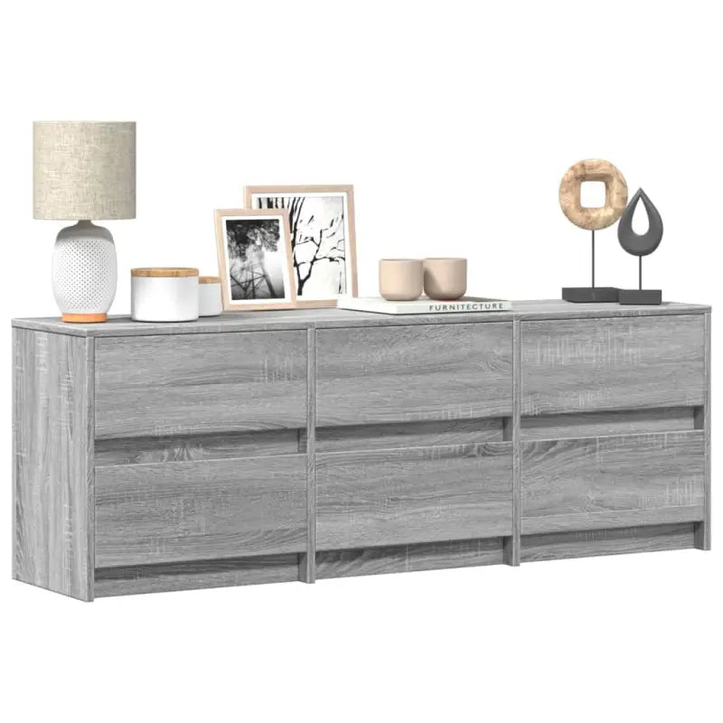 Tv-meubel van bewerkt hout met LED-verlichting en stevig ontwerp - Grijs sonoma / 1 / 140 cm - Tv-meubels
