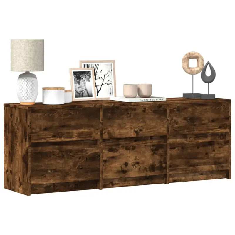 Tv-meubel van bewerkt hout met LED-verlichting en stevig ontwerp - Gerookt eiken / 1 / 140 cm - Tv-meubels