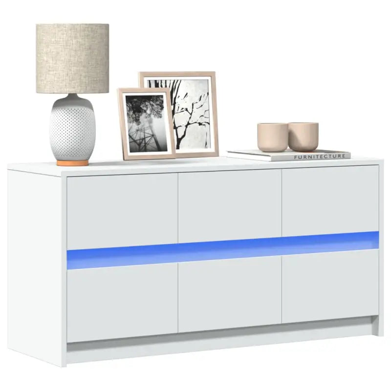 Tv-meubel van bewerkt hout met LED-verlichting en stevig ontwerp - Wit / 1 / 100 cm - Tv-meubels