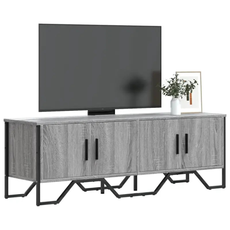 Tv-meubel van bewerkt hout met metalen handgrepen in grijs sonoma - Grijs sonoma / 1 - Tv-meubels