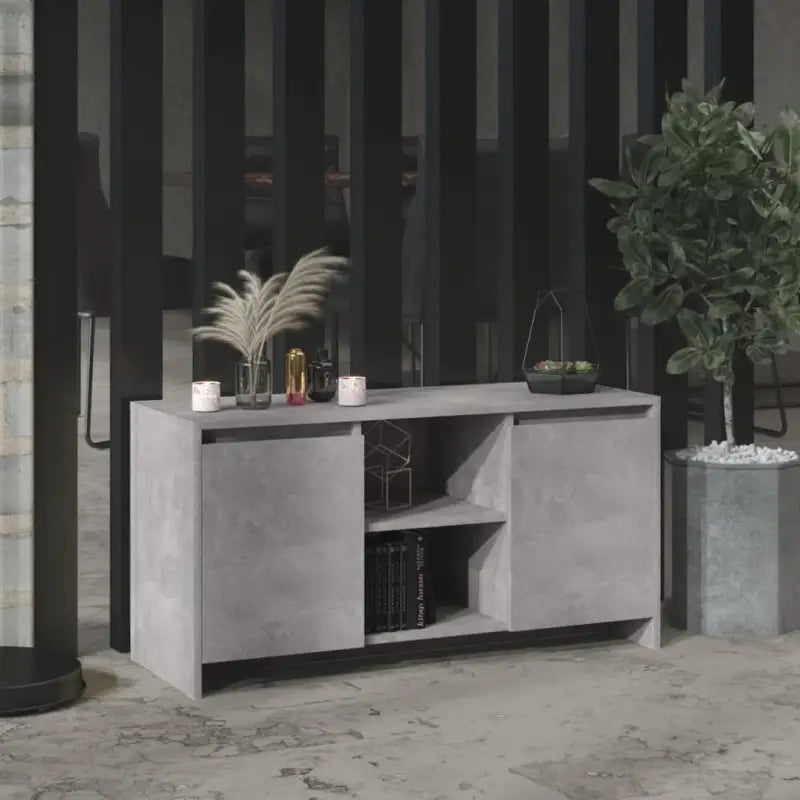 Tv-meubel van bewerkt hout met minimalistisch ontwerp en opbergruimte - Betongrijs / 1 - Tv-meubels