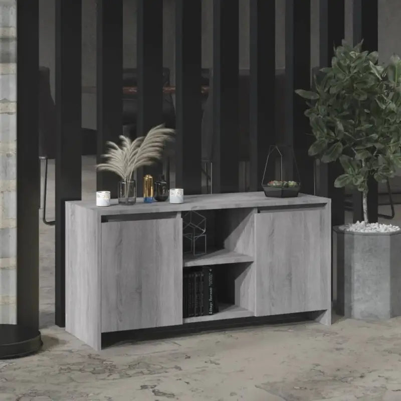 Tv-meubel van bewerkt hout met minimalistisch ontwerp en opbergruimte - Grijs sonoma / 1 - Tv-meubels