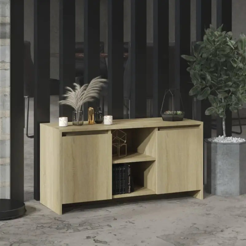 Tv-meubel van bewerkt hout met minimalistisch ontwerp en opbergruimte - Sonoma eiken / 1 - Tv-meubels