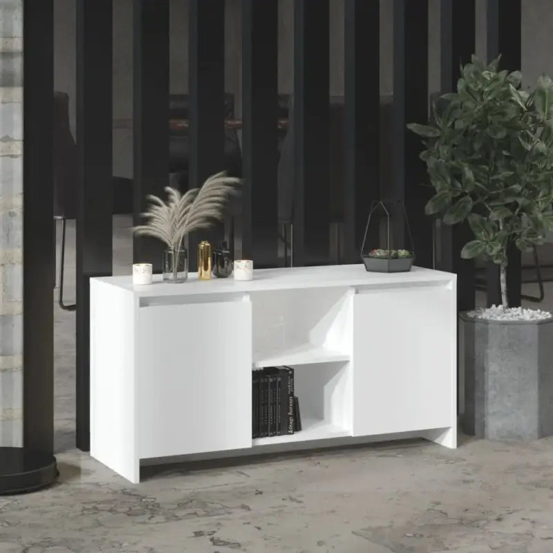Tv-meubel van bewerkt hout met minimalistisch ontwerp en opbergruimte - Wit / 1 - Tv-meubels