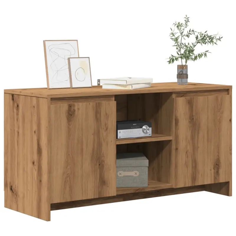 Tv-meubel van bewerkt hout met minimalistisch ontwerp en opbergruimte - artisanaal eikenkleurig / 1 - Tv-meubels