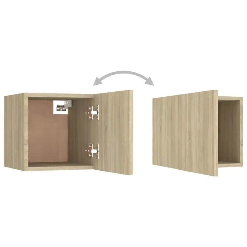 Tv-meubel van bewerkt hout met muurbevestiging en tijdloos design - Tv-meubels