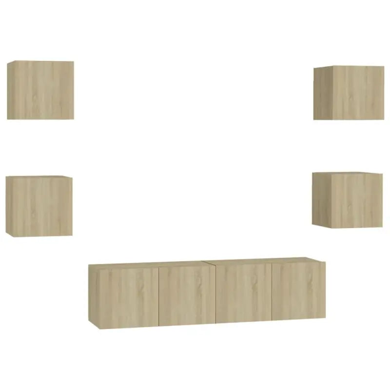 Tv-meubel van bewerkt hout met muurbevestiging en tijdloos design - Tv-meubels