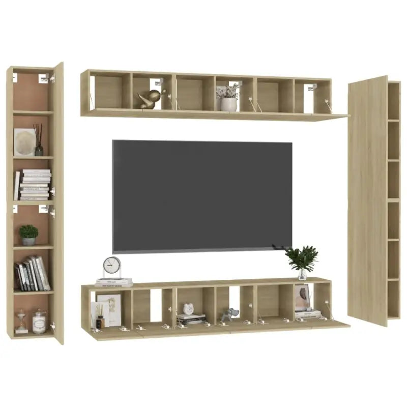 Tv-meubel van bewerkt hout met muurbevestiging voor een moderne woonkamer - Tv-meubels