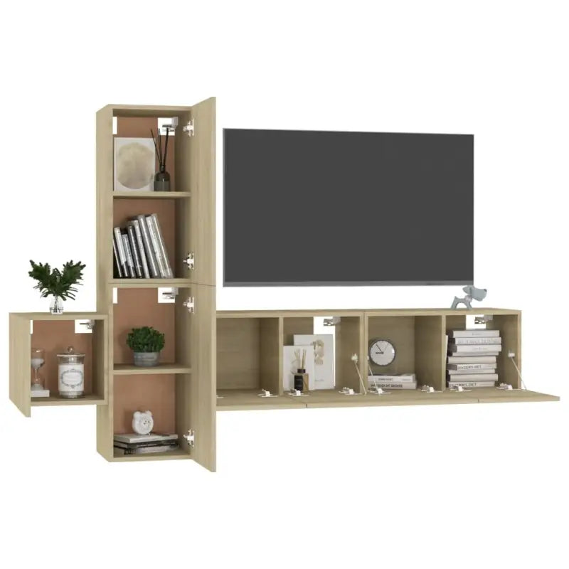 Tv-meubel van bewerkt hout met muurbevestiging voor een trendy uitstraling - Tv-meubels