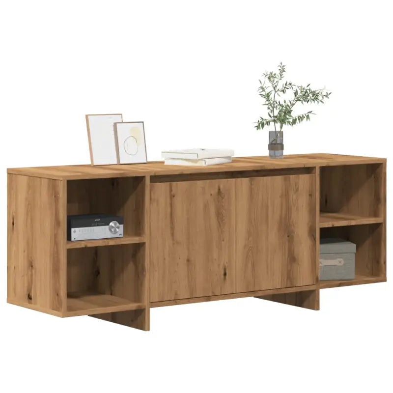 Tv-meubel van bewerkt hout met opberger voor dvd’s en elektronica - artisanaal eikenkleurig / 1 - Tv-meubels