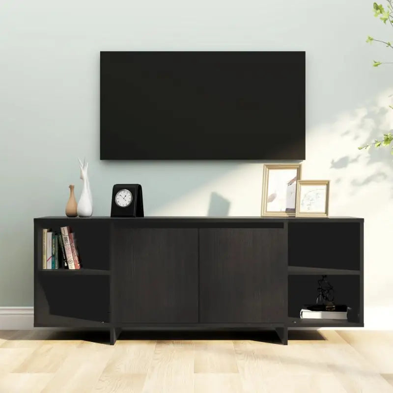 Tv-meubel van bewerkt hout met opberger voor dvd’s en elektronica - Zwart / 1 - Tv-meubels