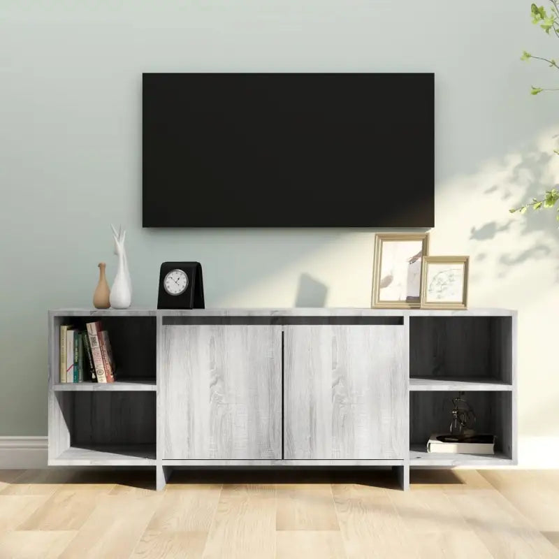 Tv-meubel van bewerkt hout met opberger voor dvd’s en elektronica - Grijs sonoma / 1 - Tv-meubels