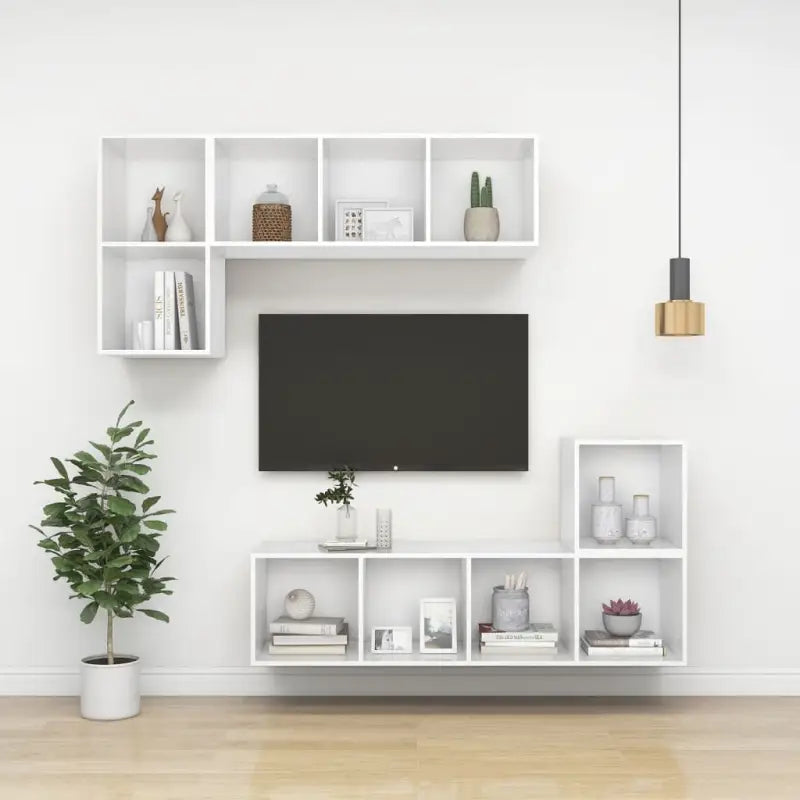 Tv-meubel van bewerkt hout met opbergruimte en muurbevestiging - Tv-meubels