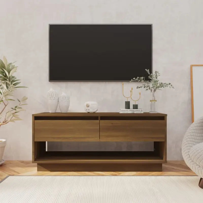 Tv-meubel van bewerkt hout met opbergruimte voor woonkamer - bruin eikenkleur / 1 - Tv-meubels