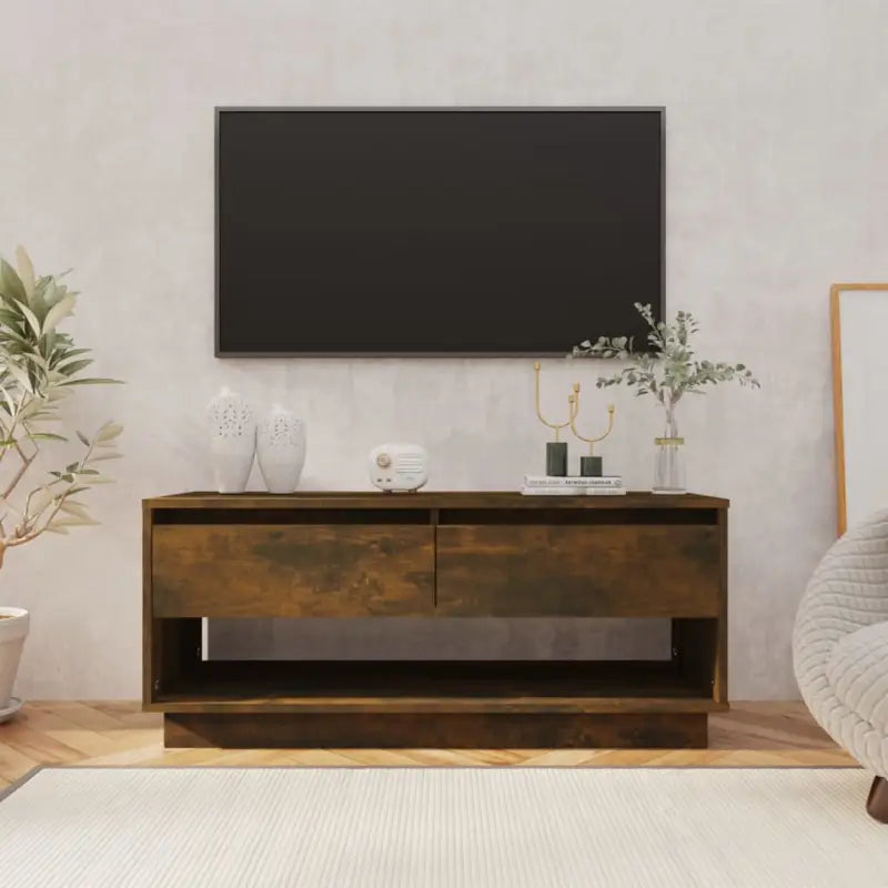 Tv-meubel van bewerkt hout met opbergruimte voor woonkamer - Gerookt eiken / 1 - Tv-meubels