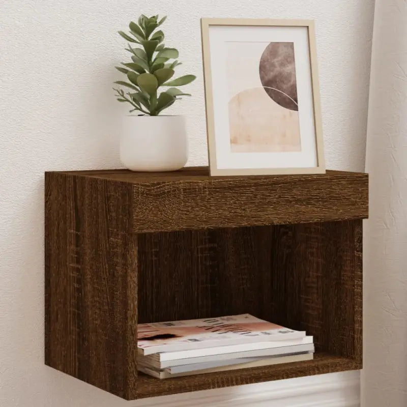 Tv-meubel van bewerkt hout met RGB LED-verlichting en stijlvol design - bruin eikenkleur / 2 / 40 cm - Tv-meubels