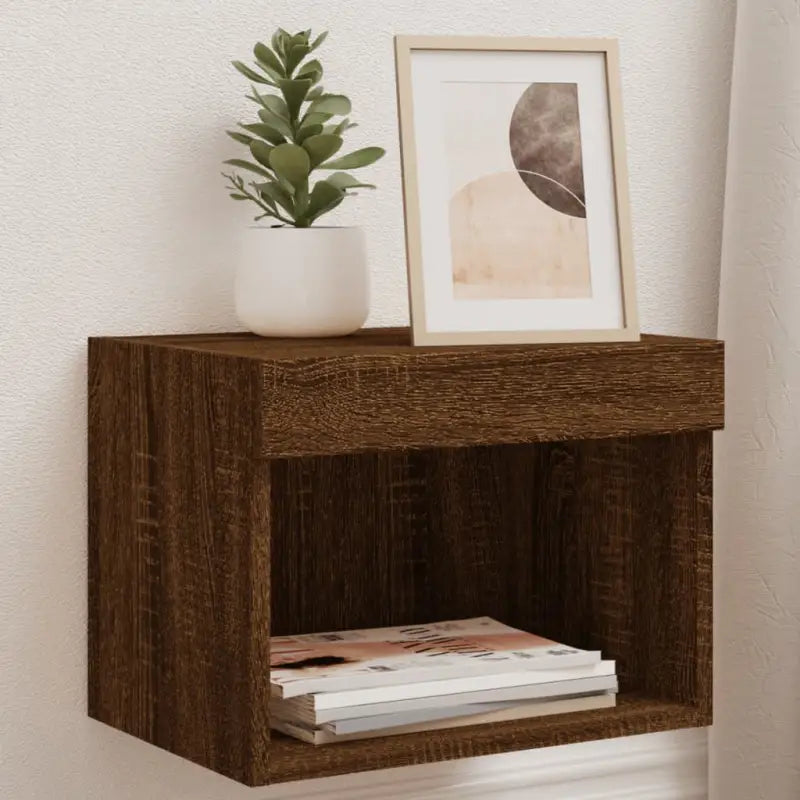 Tv-meubel van bewerkt hout met RGB LED-verlichting en stijlvol design - bruin eikenkleur / 1 / 40 cm - Tv-meubels