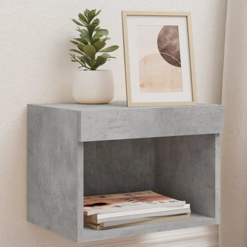 Tv-meubel van bewerkt hout met RGB LED-verlichting en stijlvol design - Betongrijs / 1 / 40 cm - Tv-meubels