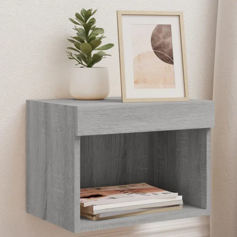 Tv-meubel van bewerkt hout met RGB LED-verlichting en stijlvol design - Grijs sonoma / 1 / 40 cm - Tv-meubels