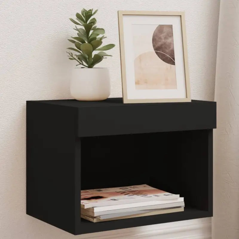 Tv-meubel van bewerkt hout met RGB LED-verlichting en stijlvol design - Zwart / 2 / 40 cm - Tv-meubels