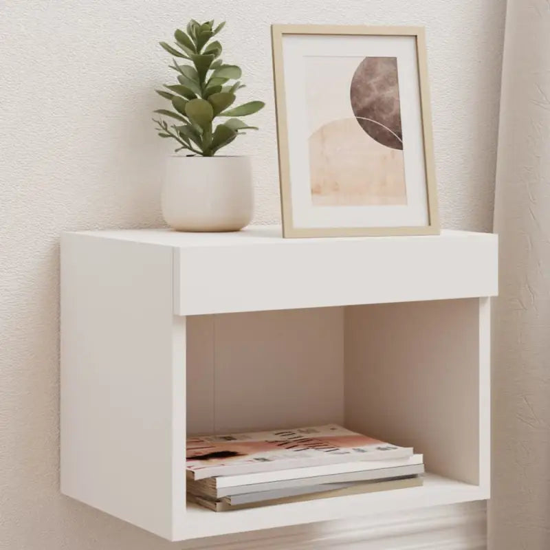 Tv-meubel van bewerkt hout met RGB LED-verlichting en stijlvol design - Wit / 1 / 40 cm - Tv-meubels