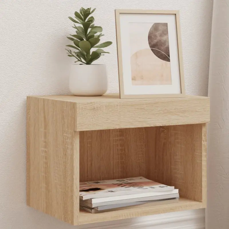 Tv-meubel van bewerkt hout met RGB LED-verlichting en stijlvol design - Sonoma eiken / 2 / 40 cm - Tv-meubels