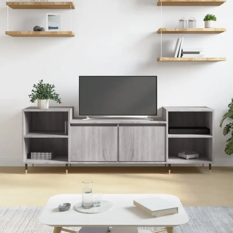 Tv-meubel van bewerkt hout met trendy en praktische uitstraling - Grijs sonoma / 1 - Tv-meubels