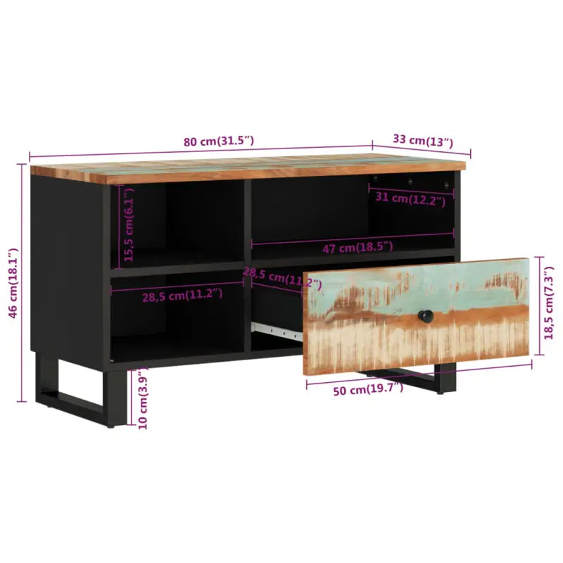 Tv-meubel van massief gerecycled hout met trendy en praktisch ontwerp - Tv-meubels