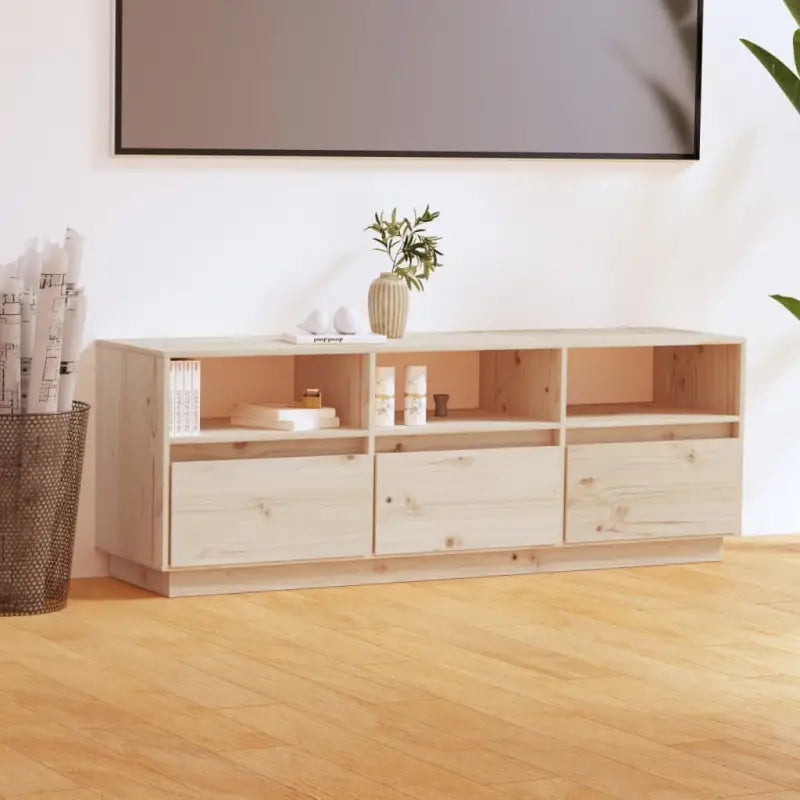 Tv-meubel van massief grenenhout met zweefpoten voor in je woonkamer - Bruin / 1 - Tv-meubels
