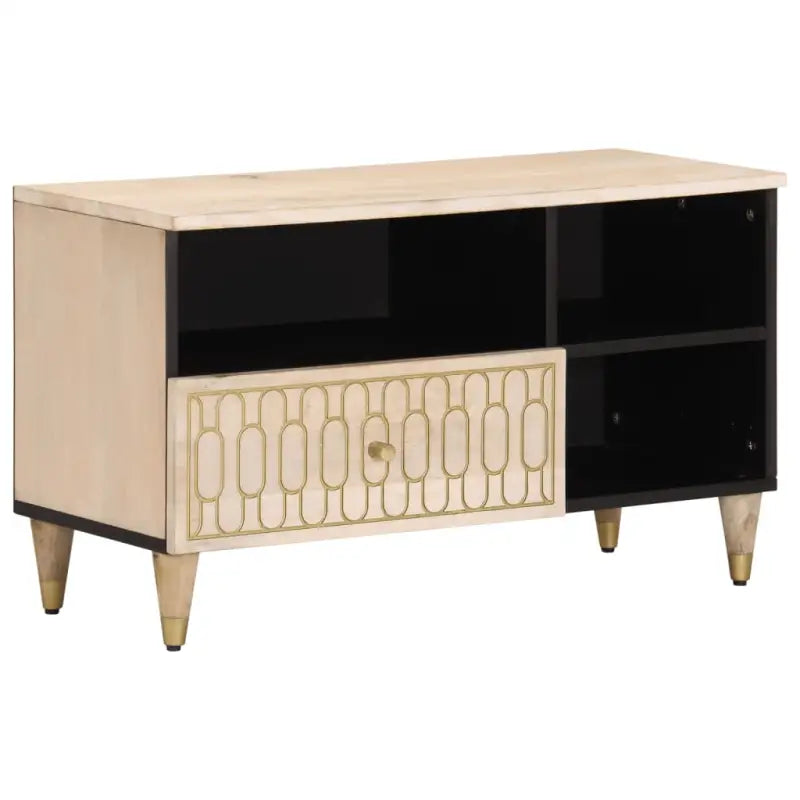 Tv-meubel van massief mangohout met houten poten voor een trendy uitstraling - Naturel / 1 - Tv-meubels