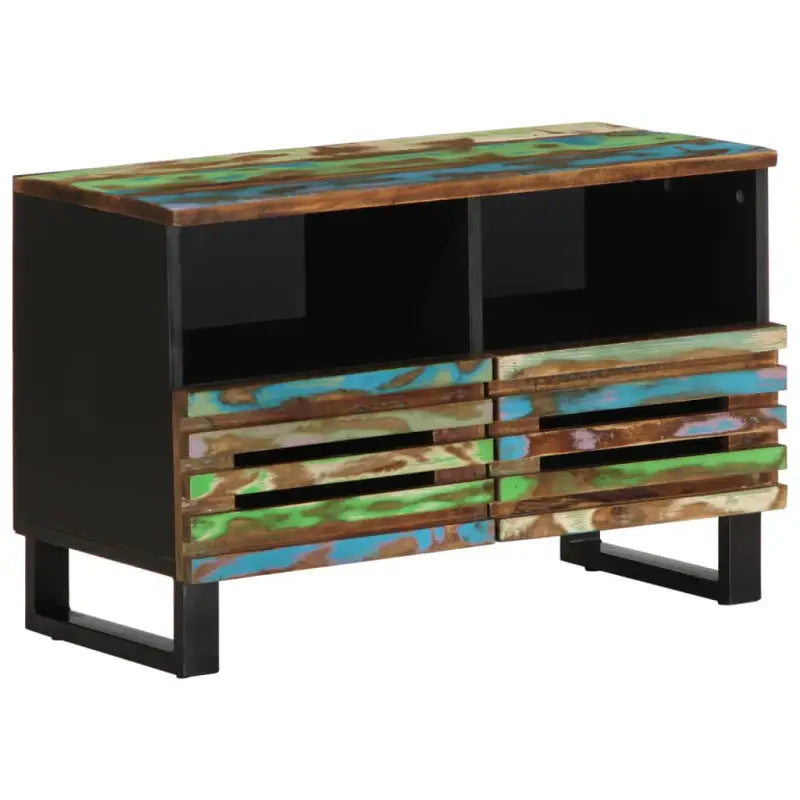 Tv-meubel van massief mangohout met industriële stijl - Multikleur / 1 - Cd- & dvd-kasten