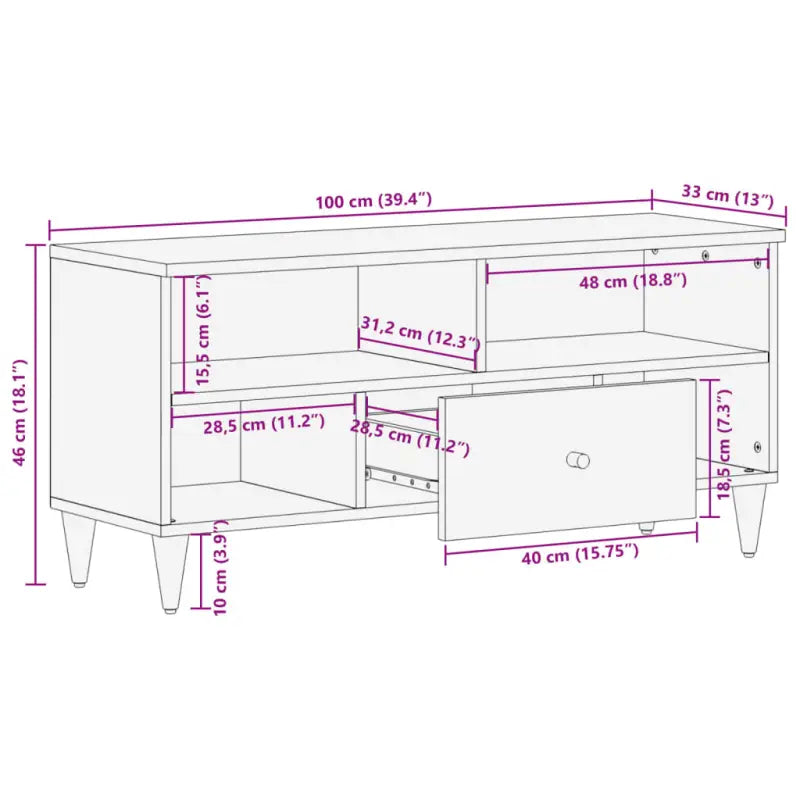 Tv-meubel van massief mangohout met trendy en stevig design - Tv-meubels