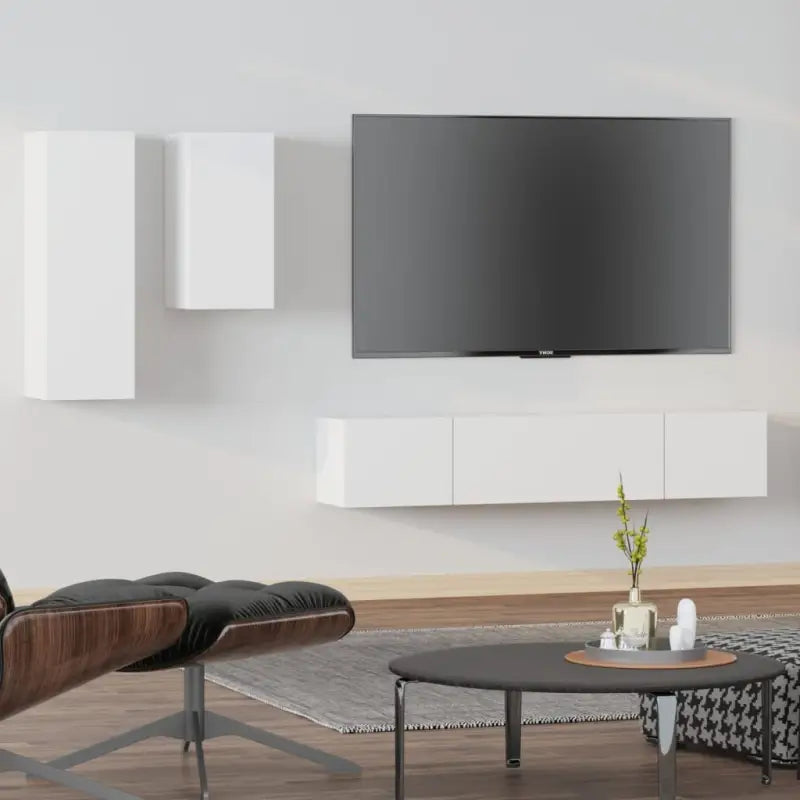 Tv-meubels in grijs sonoma met bewerkt hout voor een klassiek accent - Wit / 4 / 80 cm - Tv-meubels