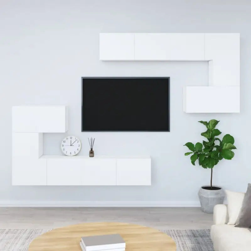 Tv-meubels met bewerkt hout die gemakkelijk schoon te maken - Wit / 1 / 80 cm - Tv-meubels