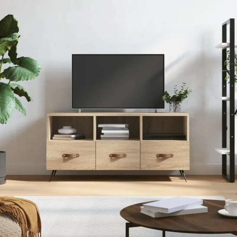 Tv-meubels met bewerkt hout en ijzeren poten voor een trendy uitstraling - Sonoma eiken / 1 - Tv-meubels
