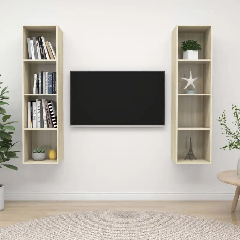 Tv-meubels met opbergruimte die muurhangend of staand geplaatst kunnen worden - Sonoma eiken / 2 - Tv-meubels