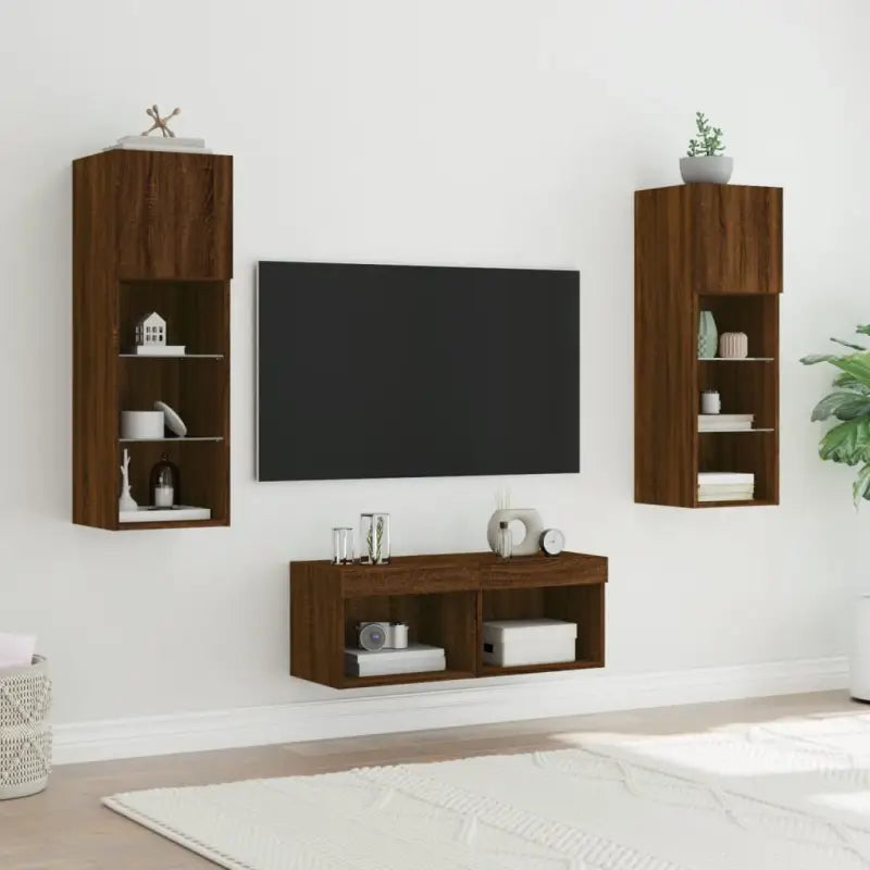Tv-meubels met RGB led-verlichting en bewerkt hout voor moderne woningen - Tv-meubels