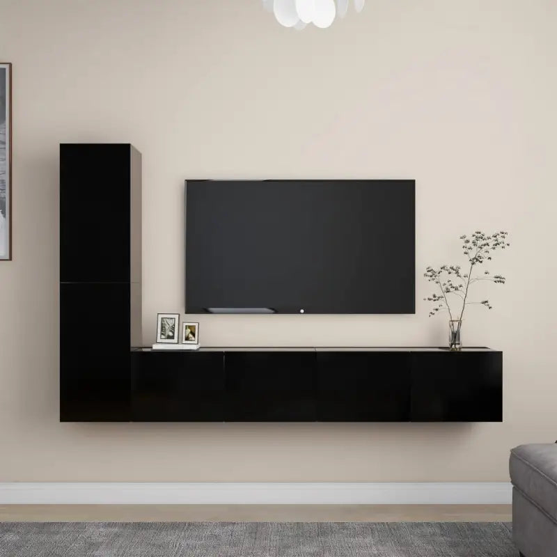 Tv-meubels muurbevestigd met opbergruimte voor een moderne woonstijl - Zwart / 4 / 80 cm - Tv-meubels
