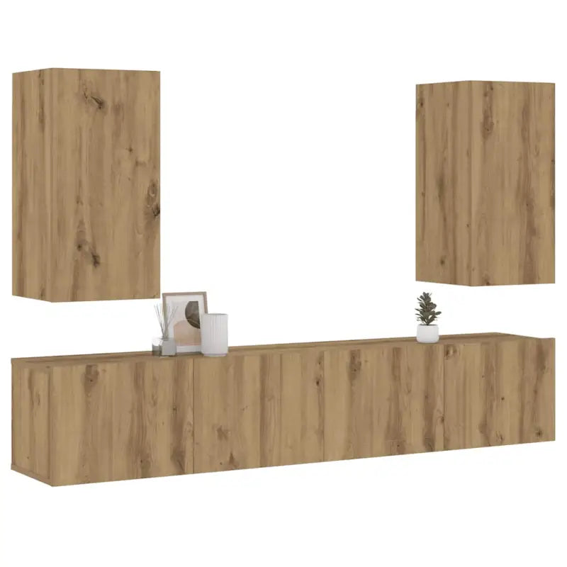 Tv-meubels muurbevestigd met opbergruimte voor een moderne woonstijl - artisanaal eikenkleurig / 4 / 80 cm - Tv-meubels