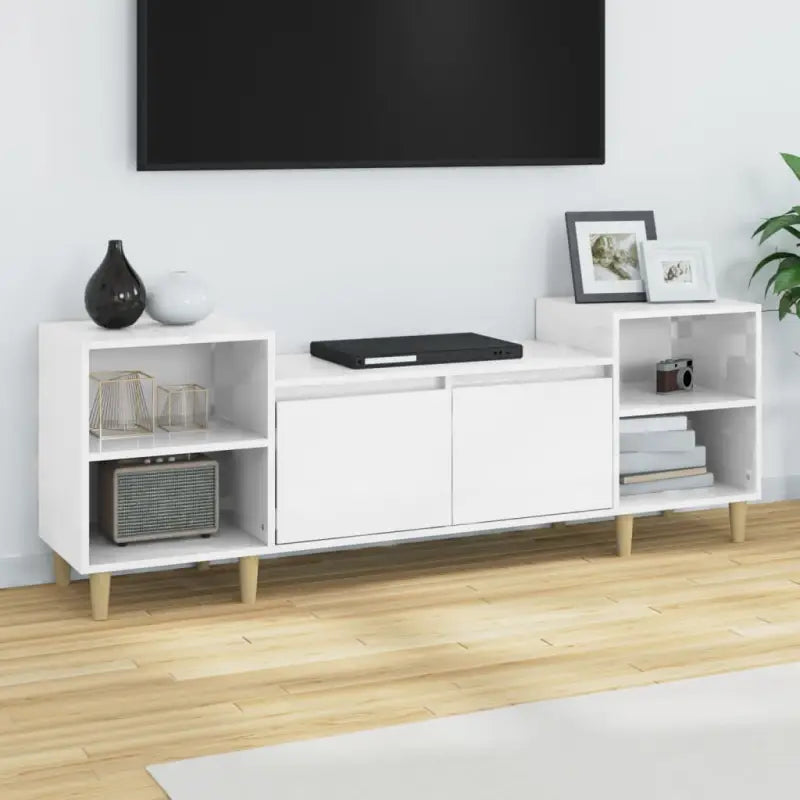 Tv-meubels van bewerkt hout in hoogglans wit met stijl en stabiliteit - Tv-meubels