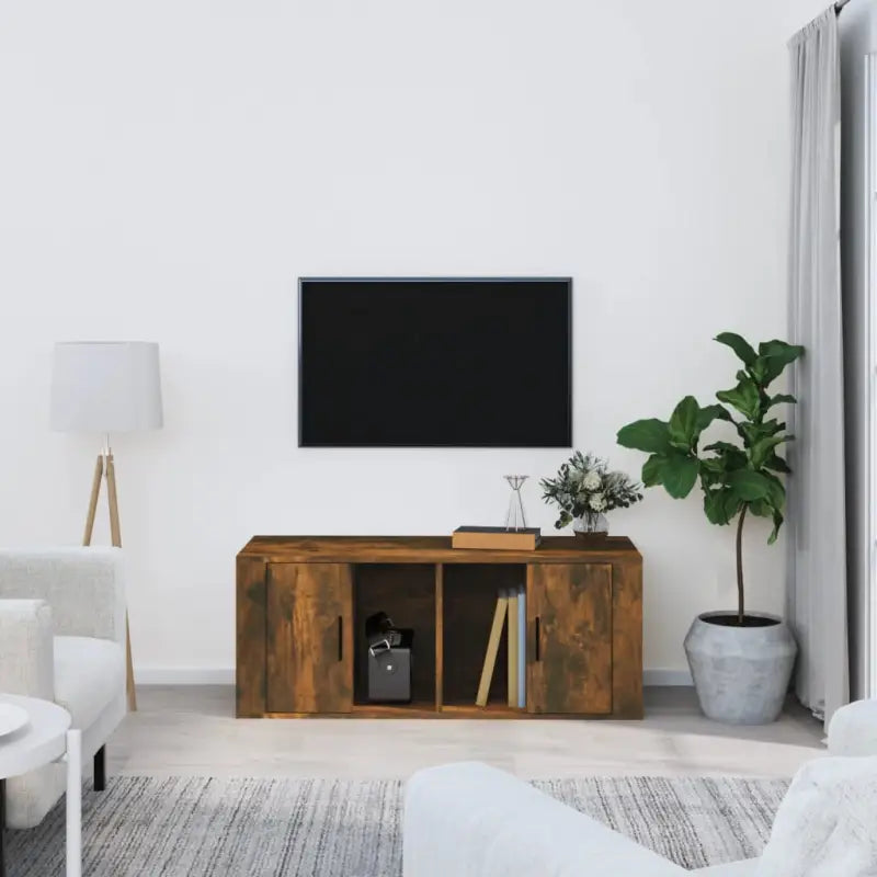Tv-meubels van bewerkt hout met stevig en trendy design - Gerookt eiken / 1 - Tv-meubels