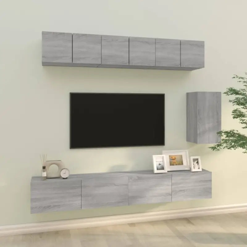 Tv-meubels van bewerkt hout met stijl en stabiliteit - Grijs sonoma / 6 - Tv-meubels