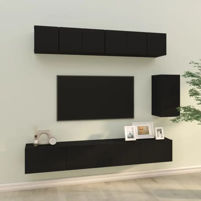 Tv-meubels van bewerkt hout met stijl en stabiliteit - Zwart / 6 - Tv-meubels