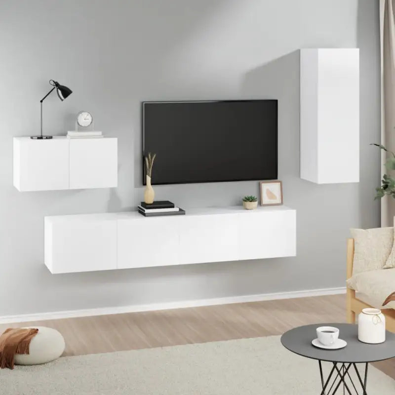 Tv-meubels van bewerkt hout met trendy en praktisch ontwerp - Wit / 4 / 90 cm - Tv-meubels