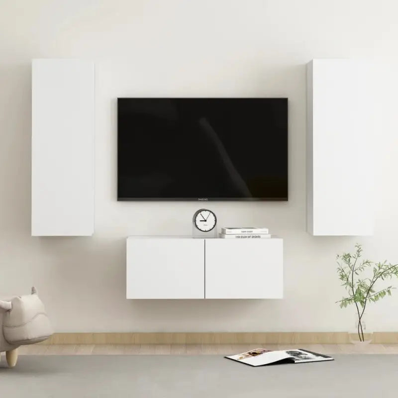 Tv-meubels van bewerkt hout met trendy en praktische design - Wit / 3 / 80 cm - Tv-meubels