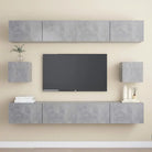 Tv-meubelset van bewerkt hout met opbergruimte voor wandmontage - Betongrijs / 6 / 100 cm - Tv-meubels