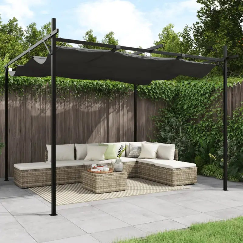 Uitschuifbaar dak Partytent en Prieël voor Buitenactiviteiten - Antraciet / 295 x 292 x 230 cm / 1 - Partytenten &