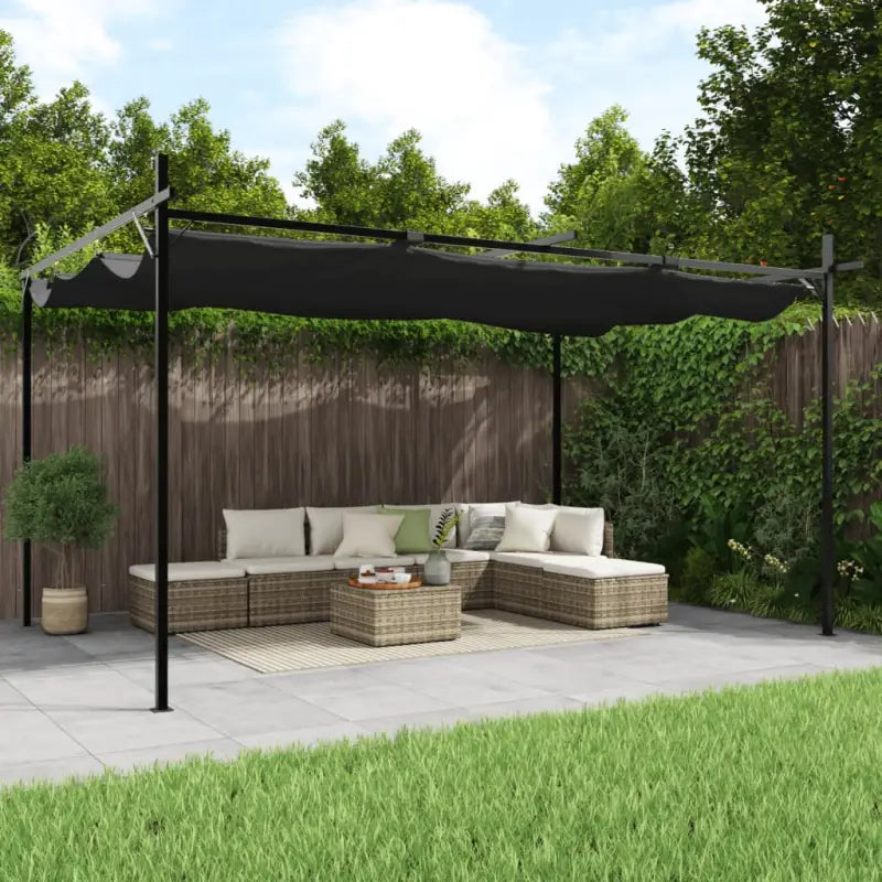 Uitschuifbaar dak Partytent en Prieël voor Buitenactiviteiten - Antraciet / 395 x 292 x 230 cm / 1 - Partytenten &