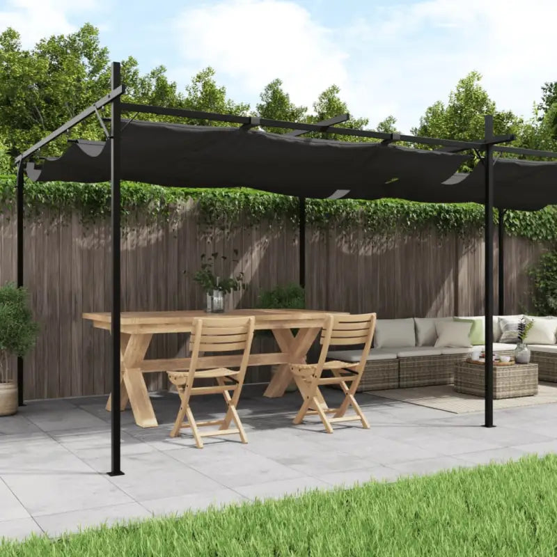 Uitschuifbaar dak Partytent en Prieël voor Buitenactiviteiten - Antraciet / 589 x 292 x 230 cm / 1 - Partytenten &