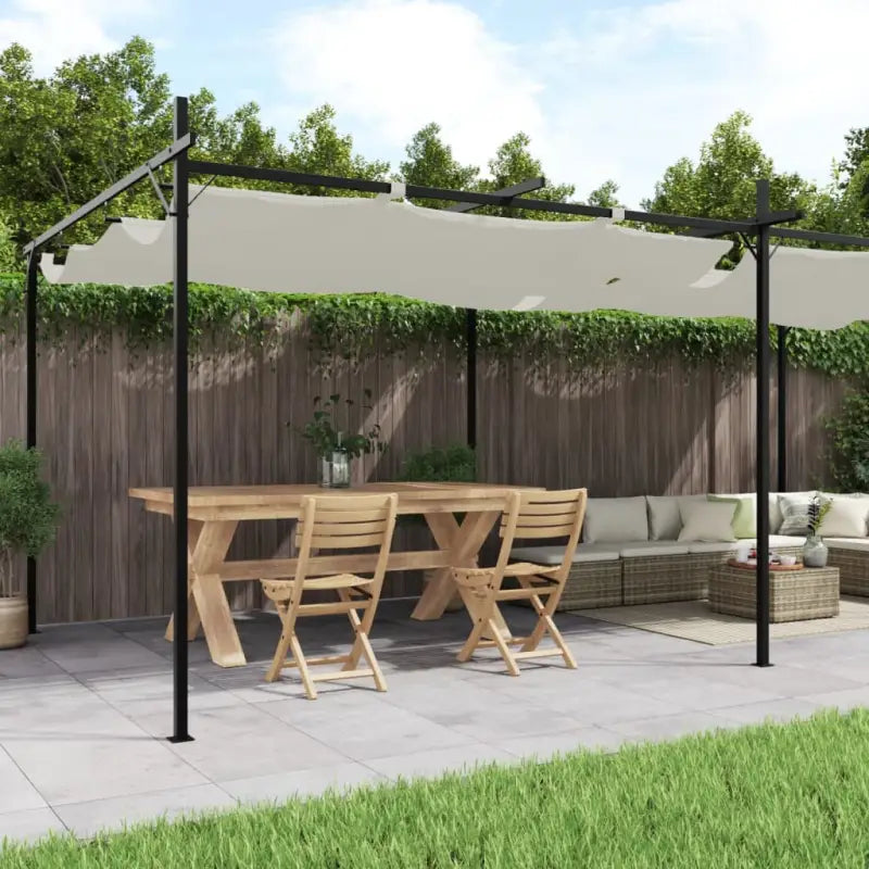 Uitschuifbaar dak Partytent en Prieël voor Buitenactiviteiten - Crème / 589 x 292 x 230 cm / 1 - Partytenten & prieëlen